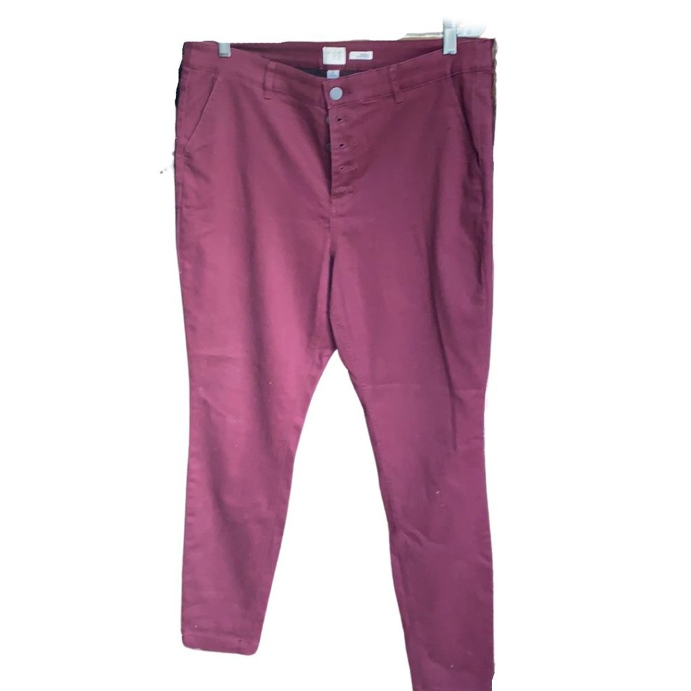 Burgundy straight leg pants